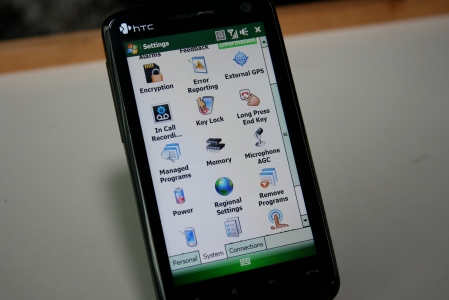 HTC Touch HD Program screen
